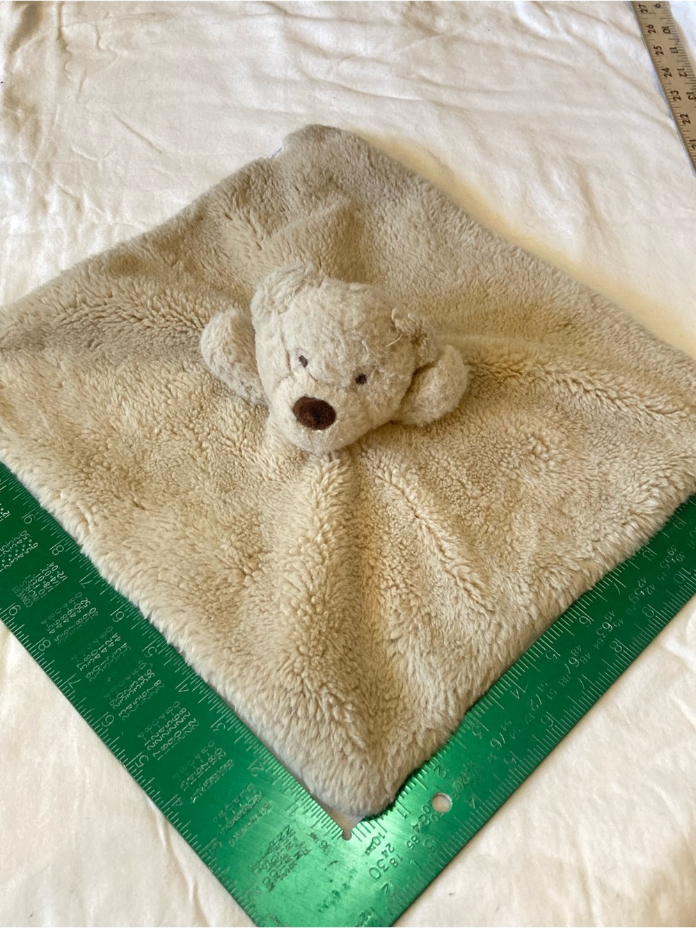 Mud Pie Tan Brown Teddy Bear  Lovey Security Blanket Fuzzy Mudpie Blankie
